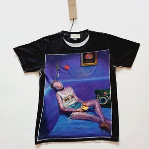 NEW Gucci Ignasi Monreal Black Cotton Printed Graphic T-Shirt Limited Edit. XXS